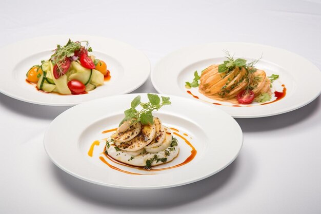 Zestaw talerzy z jedzeniem